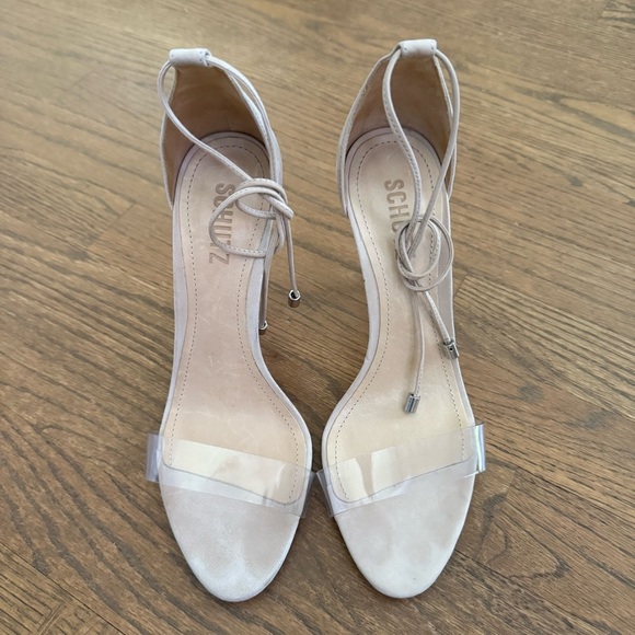 Schutz Josseana Leather Sandals High Heel Ankle Tie Nude Women’s size 8 - Picture 3 of 16